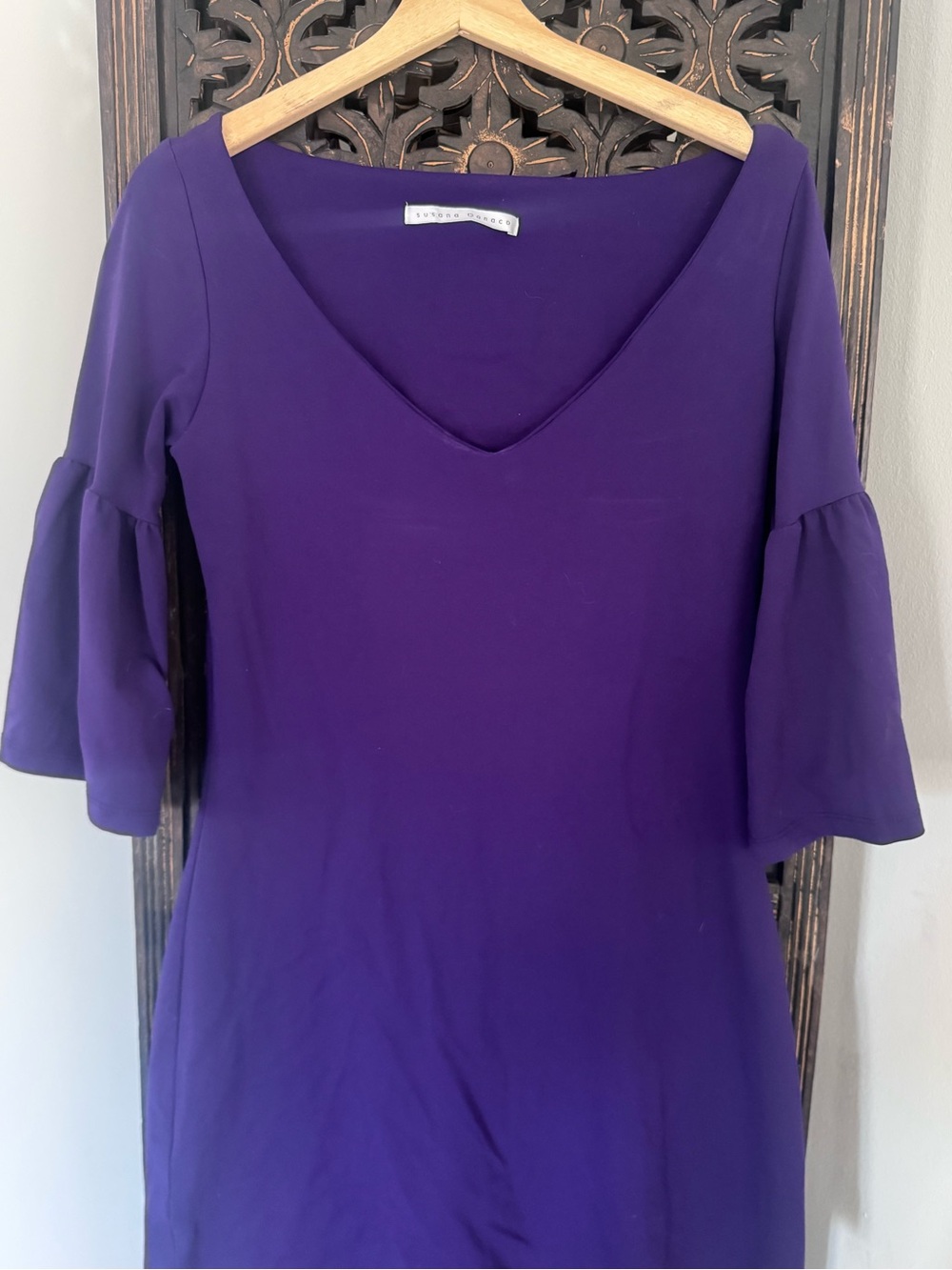Susana Monaco Bold Purple V-Neck Dress